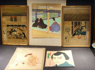 Antique Japanese Print Collection 5 Pieces photo