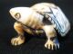 Antique Japanese Ox Bone Black Ink Washed Netsuke Turtle,  Signed Netsuke photo 7