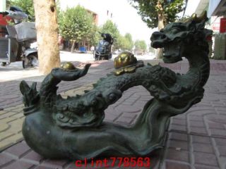 China Royal Classic Old Bronze Ginseng Wishful Dragon Statues3 photo