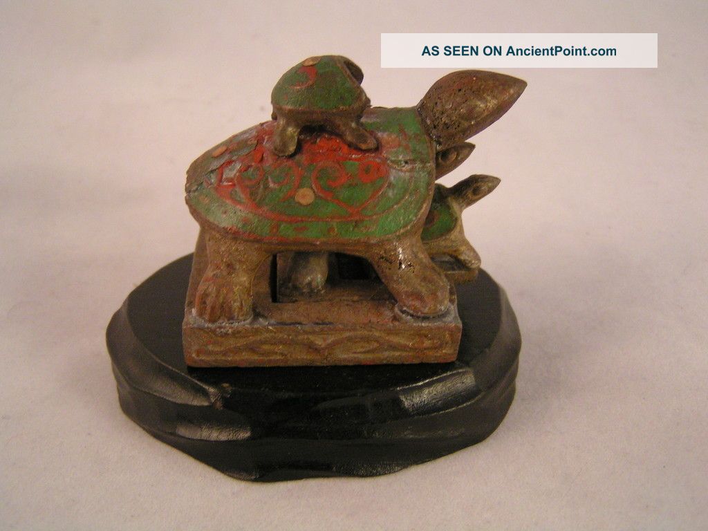 Stack Of Three Old Chinese Metal Turtle Seals Other photo