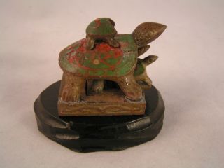 Stack Of Three Old Chinese Metal Turtle Seals photo