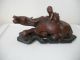 Antique Asian Wood Carving Oxen And Man Oxen photo 2