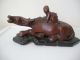 Antique Asian Wood Carving Oxen And Man Oxen photo 6