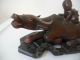 Antique Asian Wood Carving Oxen And Man Oxen photo 7