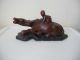 Antique Asian Wood Carving Oxen And Man Oxen photo 8