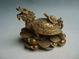 Chinese Brass Dragon Tortoise Nr photo
