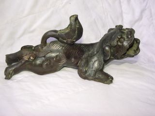 Antique Chinese Bronze Statue Fo Foo Dog Lion photo