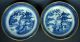 A Pair Of Chinese Antique Blue And White B & W Export Gilt Porcelain Plates Plates photo 1