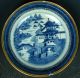 A Pair Of Chinese Antique Blue And White B & W Export Gilt Porcelain Plates Plates photo 4