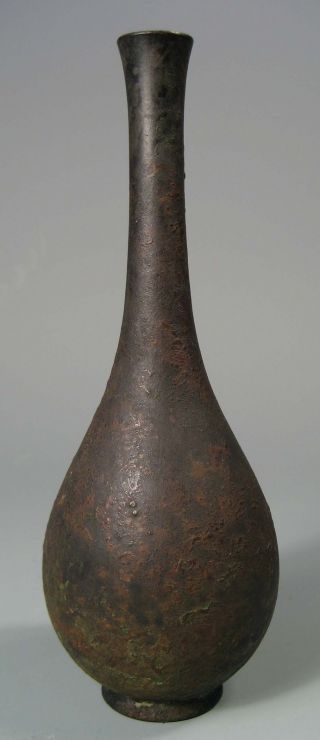 Very Fine Japan Japanese Bronze Bulbous Vase W/ Long Tapering Neck Ca 19 - 20th C. photo