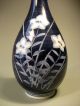 Very Fine Japan Japanese Blue & White Pottery Signed Arita Floral Vase 20th C. Vases photo 8
