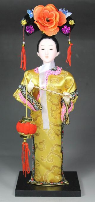 Chinese Handwork Cloth Old Belle Silk Figurine Decoration photo