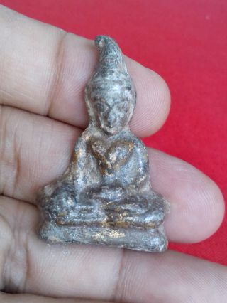 Antique Buddha Statue Pra Ta Kra Darn Amulet Pendant Nr photo