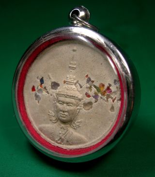 Kruba Krisana Amulet Thai Narai King With Ganesh Deity Trade Up Success Pendant photo