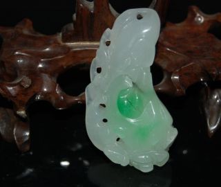 Chinese Natural Jadeite Level A Hand - Carved Statues Pendant Nr photo