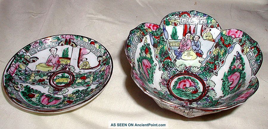 Exquisite Scalloped 19th Cent.  Chinese Export Rose Medallion Cup / Bowl & Saucer Other photo