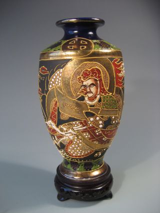 Very Fine Japan Japanese Figural Satsuma Pottery Vase On Base Ca.  20th Century photo