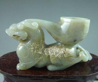 Chinese Hetian Jade Carvd Beast Carving photo