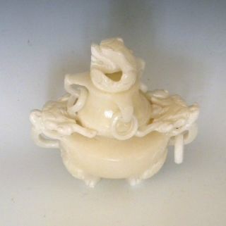 Chinese Incense Burner,  15cm,  Dragon Handles And Fo Dog Finial photo
