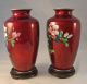 Vintage Pair Of Japanese Ginbari Cloisonne Vases C.  1950 Vases photo 1