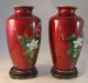 Vintage Pair Of Japanese Ginbari Cloisonne Vases C.  1950 Vases photo 2