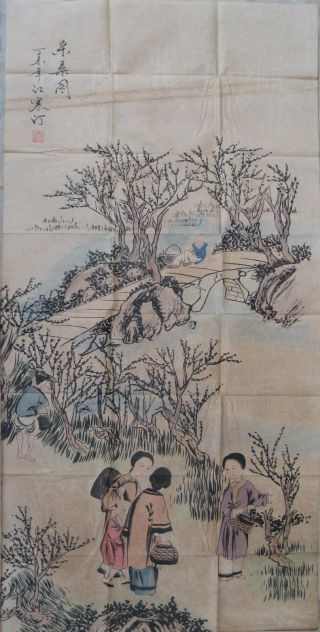 Chinese Painting & Scroll Women Farmers photo