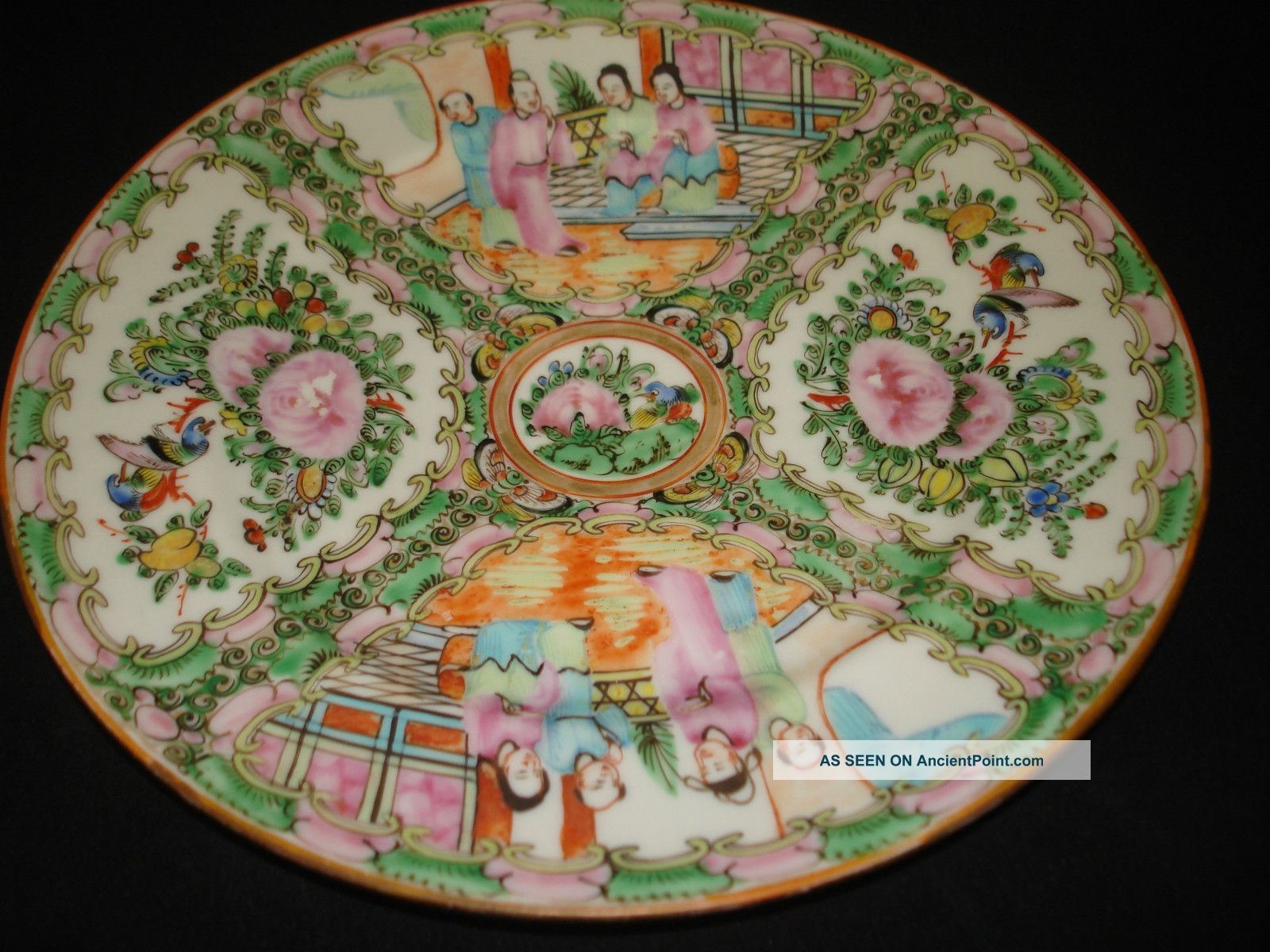 19th C.  Chinese Rose Enameled Porcelain Plate - 9 Inch Plates photo