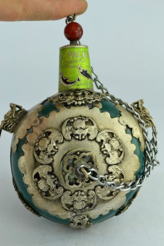 China Rare Collectibles Old Handwork Jade Armoured Dragon Big Snuff Bottle +++++ photo