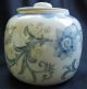 Vintage Covered Ginger Jar Blue White Chinese No Export Marks Delicate Flora Pots photo 1