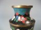 Fine Old Miniature Pair China Chinese Cloisonne Vases Floral Decor 20th C. Boxes photo 2