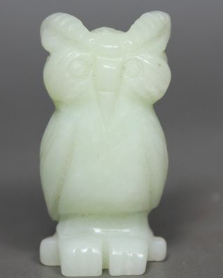 Chinese Old Jade Handwork Carving Owl Statue photo