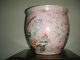 Old Pink Porcelain Jardiniere Bowl With Birds W Flowers Red Seal Mark Bowls photo 2