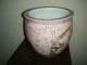 Old Pink Porcelain Jardiniere Bowl With Birds W Flowers Red Seal Mark Bowls photo 4