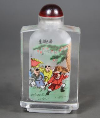 Chinese Old Glass Handwork Inside Painting Favorite Snuff Bottle photo