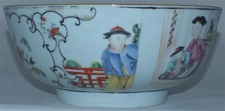 18th C Chinese Famille Rose Mandarin Punch Bowl 26cm 10 