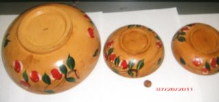 Bowls Japanese Wood Set Of 3 Hand Paint photo