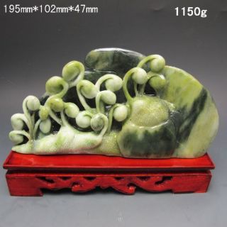 100% Natural Chinese Dushan Jade Hand - Carved Statue - - Sprouts Nr/nc1987 photo