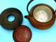 Japanese Iron Teapot Tetsubin Brown Antique Gotoku With Figurines Teapots photo 2