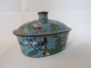 Antique Cloisonne Oval Scholars Box With Lid And Wax Seal photo