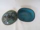 Antique Cloisonne Oval Scholars Box With Lid And Wax Seal Bowls photo 8