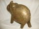 Old Rare Golden Brass Carving Fitted Elephant Statue Figurine India photo 1