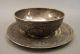 Antique 19thc Etched/cut Silver Persian Islamic Bowl & Plate Pair Middle East photo 1