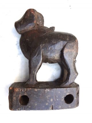 Antique Indian ' Nandi ' Bull Handcarved Sculptural Toy Hard Wood photo