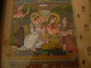Antique Indian Mughal Miniature Painting photo