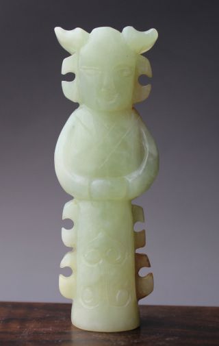 Ancient China Old Hetian Jade Hand - Carved Statue (ancient Lady) 3.  2inch photo