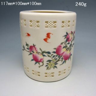 Chinese Hollowed Rose Colorful Porcelain Brush Pot Nr/nc1818 photo