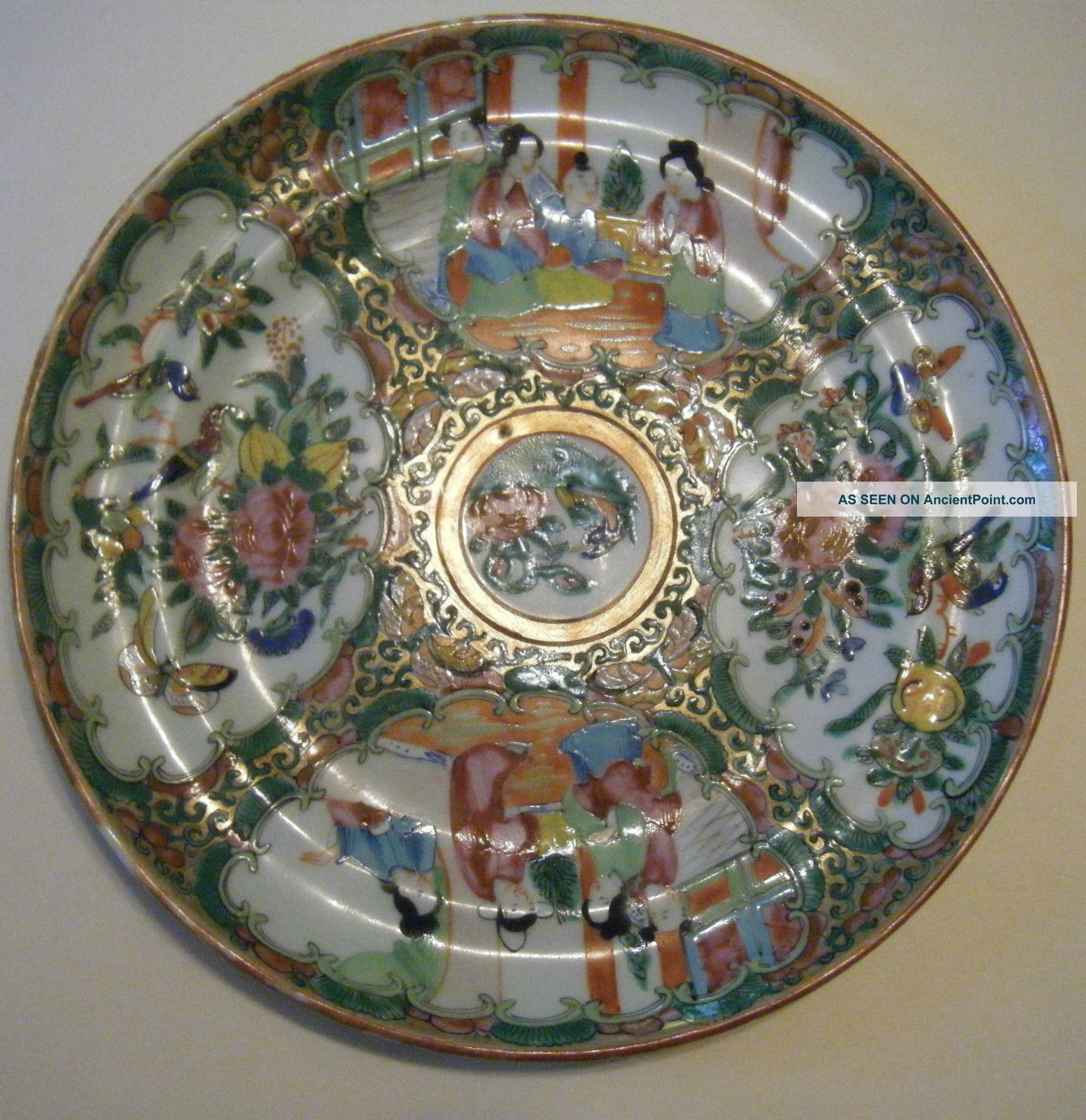 Antique Chinese Export Rose Medallion Plate Dish Plates photo