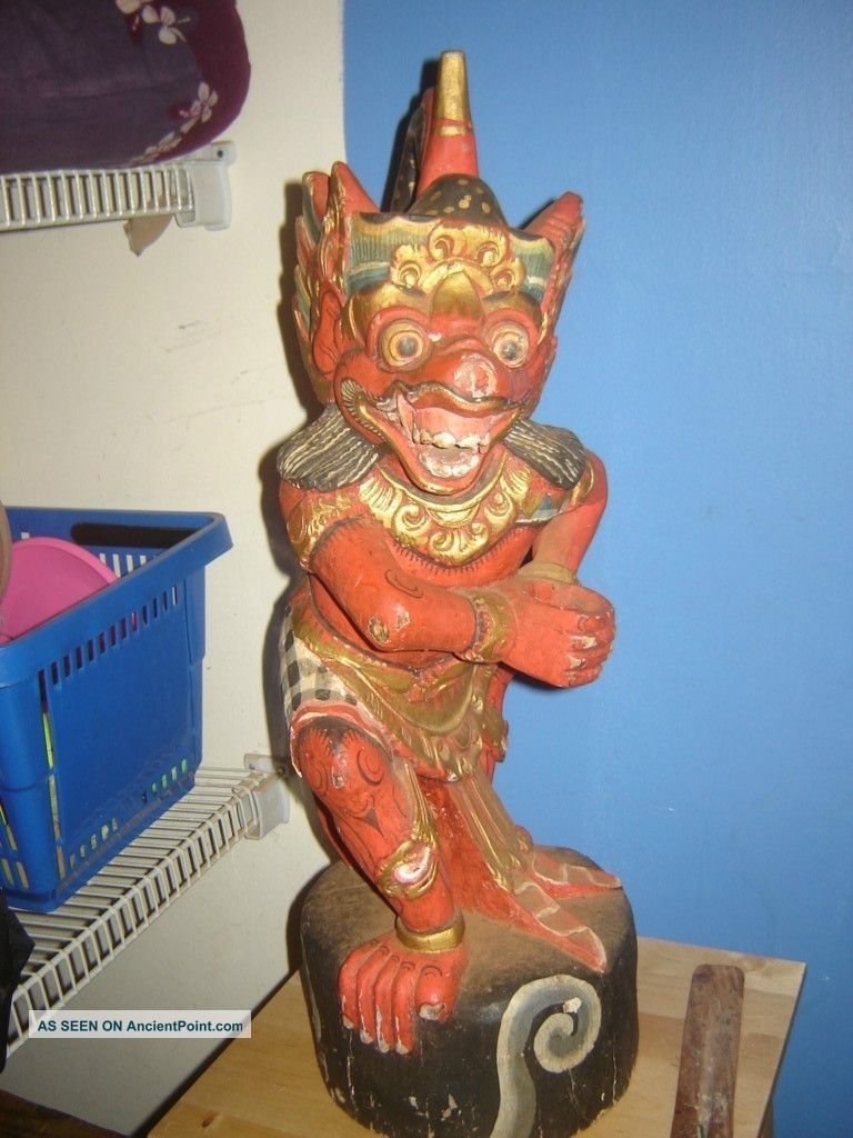 Balinese Statue Carved Wood,  Red Demon Unknown photo