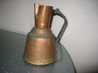 Antique Middle East Dovetailed Primitive Copper Iron Can Pot Piitcher Kettle photo
