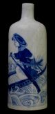 19th Chinese Blue & White Painted Porcelain Snuff Bottle Women Sampan Signed Snuff Bottles photo 1